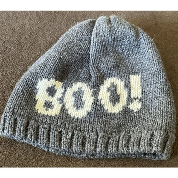 GAP Baby Boys Girls SZ 0-6 Months Gray Boo Knit Halloween Sweater Hat Ha - Picture 6 of 7